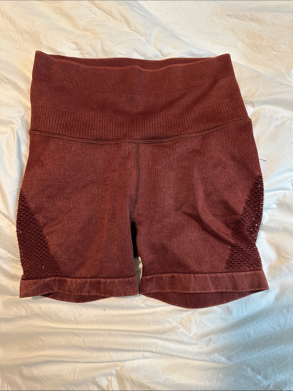 JoyLab Maroon High-Rise Ribbed Bike Shorts